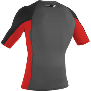 O'Neill Premium Skins Short Sleeve Rash Vest GRAPHITE / RED 4169B